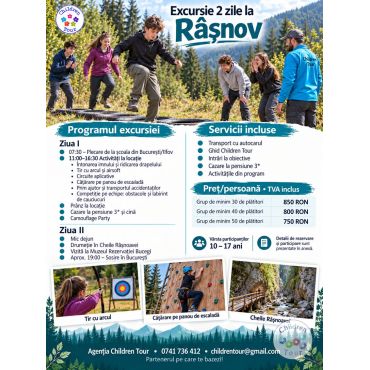 Excursie 2 zile la Rasnov, cu activitati incluse #childrentour