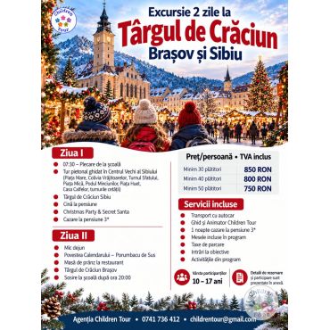 Excursie 2 zile la Targurile de Craciun din Brasov  si Sibiu #childrentour